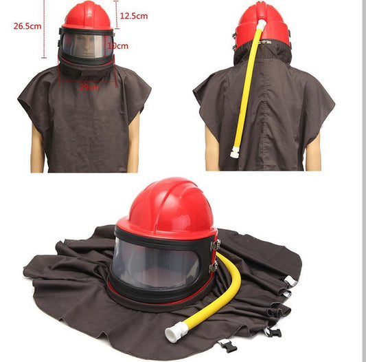 Oxygen-Supply Sandblasting Helmet, Thermostat, One-Piece Sandblasting Helmet