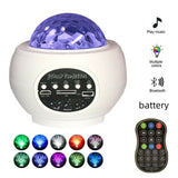 LED Star Ocean Wave Projector Night Light Galaxy Starry Sky Projector Night Lamp With Music Bluetooth Speaker